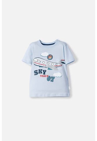 Camiseta LittleMic Azul Clara Manga Corta Para Niño 2T A 5T 4T LittleMic