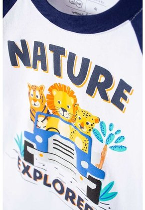 Camiseta LittleMic Manga Corta Azul Oscura Y Blanca Para Niño 2T A 5T 4T