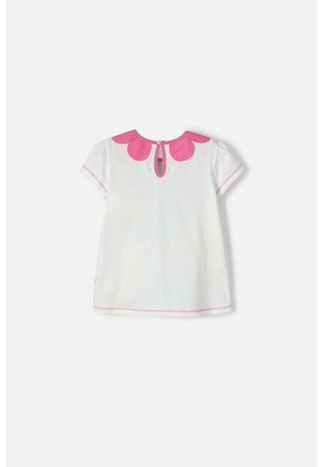 Camiseta Littlemic Marfil Cuello Redondo Para Niña 2T A 5T 4T