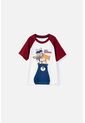 Camiseta LittleMic Manga Corta Roja Y Marfil Para Niño 2T A 5T 5T de LittleMic