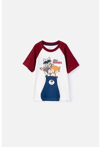 Camiseta LittleMic Manga Corta Roja Y Marfil Para Niño 2T A 5T 5T LittleMic