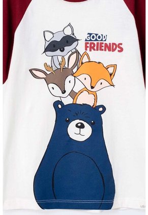 Camiseta LittleMic Manga Corta Roja Y Marfil Para Niño 2T A 5T 5T