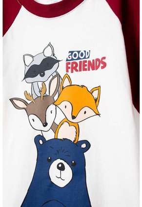 Camiseta LittleMic Manga Corta Roja Y Marfil Para Niño 2T A 5T 5T