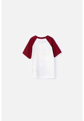 Camiseta LittleMic Manga Corta Roja Y Marfil Para Niño 2T A 5T 5T