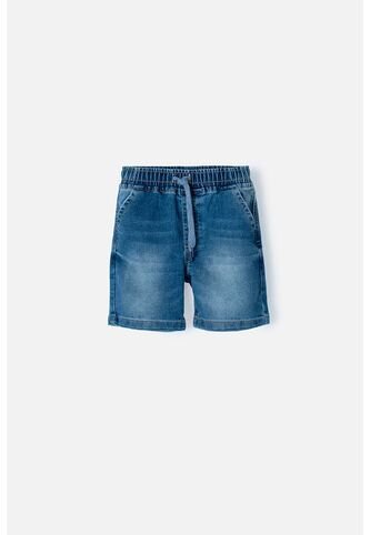 Bermuda LittleMic En Denim Tono Medio Con Elástico En Cintura Para Niño 2T A 5T 5T LittleMic