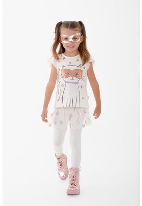 Conjunto De Littlemic Con Falda En Tull Marfil Para Niña 2T A 5T 3T