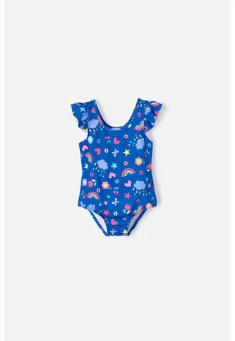 Vestido De Baño De Littlemic Azul Para Niña 2T A 5T 3T LittleMic