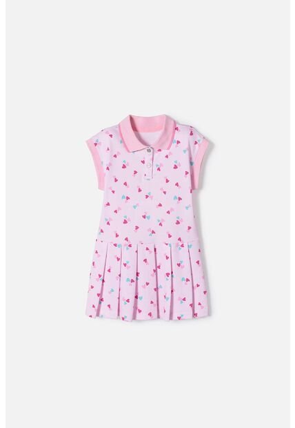 Vestido De Littlemic Manga Corta Rosado Para Niña 2T A 5T 5T