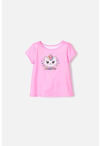 Camiseta De Littlemic Manga Corta Rosada Para Niña 2T A 5T 5T LittleMic
