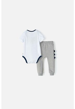 Conjunto LitttleMic Con Pantalón Blanco Y Gris Para Bebé Niño 12-18