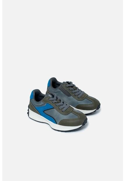 Tenis De  LittleMic Gris Y Azul Para Niño 26