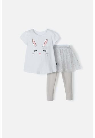 Conjunto De LittleMic De Pantalón Largo Blanco/gris Para Niña 2t A 5t 4T LittleMic