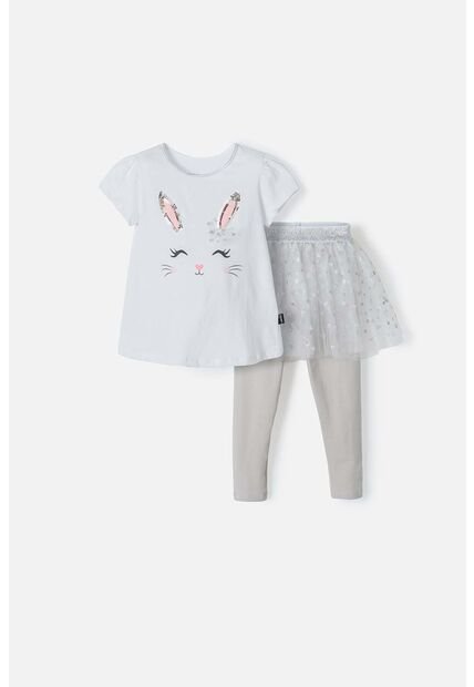 Conjunto De LittleMic De Pantalón Largo Blanco/gris Para Niña 2t A 5t 4T