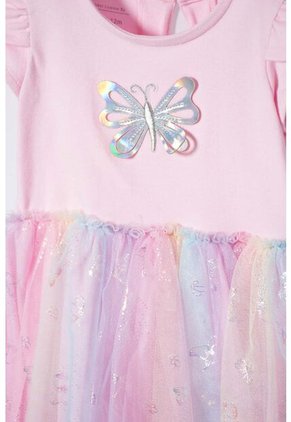 Vestido De Littlemic Manga Corta Rosado Para Bebé Niña 3-6