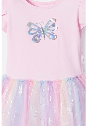 Vestido De Littlemic Manga Corta Rosado Para Niña 2T A 5T 2T