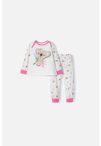 Pijama De LittleMic Marfil Y Rosada De Pantalón Largo Para Bebé Niña 3-6 LittleMic
