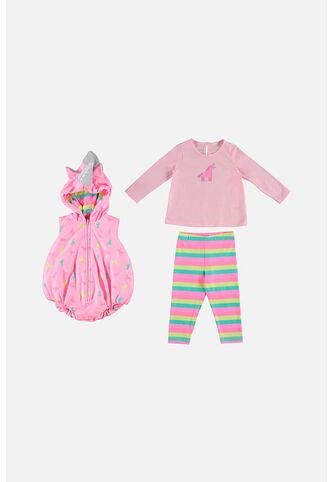 Conjunto LittleMic X3 Piezas Rosado Para Bebé Niña 6-9 LittleMic