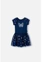 Vestido De LittleMic Manga Corta Azul Para Niña 2T A 5T 4T de LittleMic