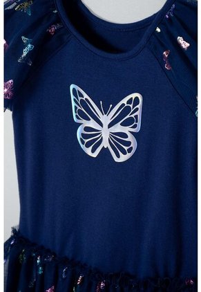 Vestido De LittleMic Manga Corta Azul Para Niña 2T A 5T 4T