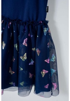 Vestido De LittleMic Manga Corta Azul Para Niña 2T A 5T 4T