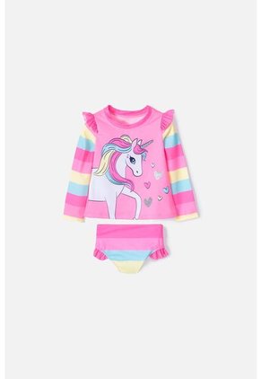 Vestido De Baño LittleMic Multicolor Manga Larga Para Niña 2T A 5T 4T