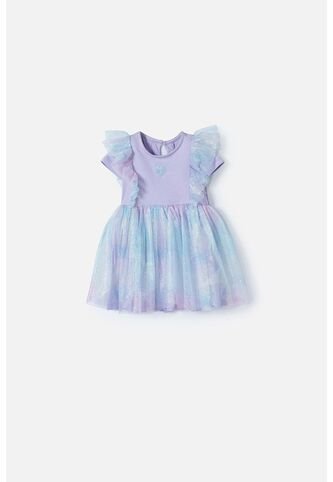 Vestido De Littlemic Manga Corta Lavanda Para Bebé Niña 6-9 LittleMic