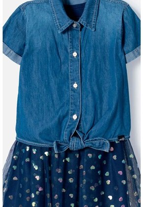 Vestido De Littlemic Con Tull Azul Para Niña 2T A 5T 4T