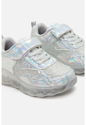 Tenis De Littlemic Plateados Con Cordón Para Niña 24