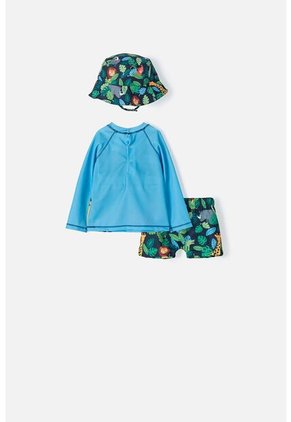 Conjunto De Baño LittleMic Estampado  Azul Claro Y Oscuro Para Bebé Niño 18-24