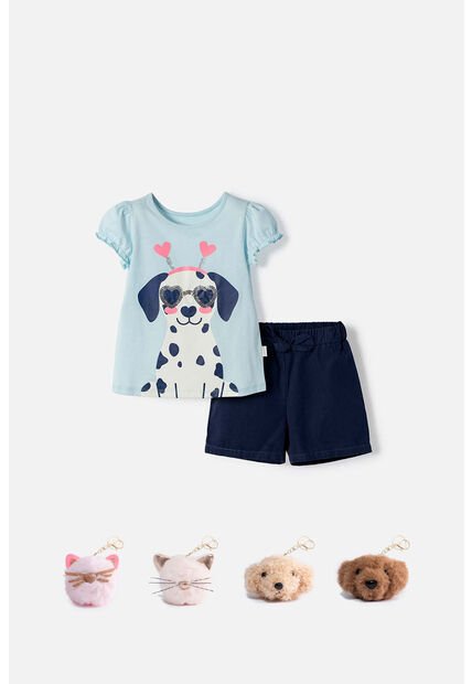 Conjunto De Littlemic Con Short Multicolor Para Niña 2T A 6T 3T