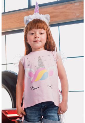 Camiseta Littlemic Multicolor Manga Corta Con Bolero Para Niña 2T A 5T 5T