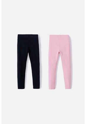 Leggins X2 De LittleMic Negro Y Palo De Rosa  Para Niña 2T A 5T 4T