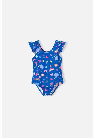 Vestido De Baño De Littlemic Azul Para Niña 2T A 5T 5T LittleMic