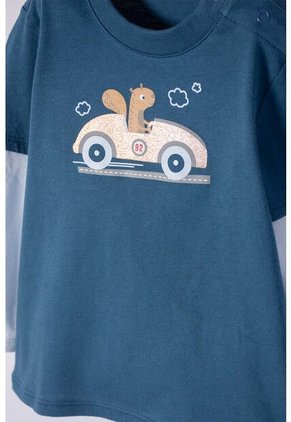 Conjunto LittleMic Azul Y Girs Manga Corta Para Bebé Niño 6-9