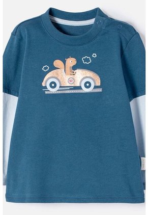 Conjunto LittleMic Azul Y Girs Manga Corta Para Bebé Niño 6-9