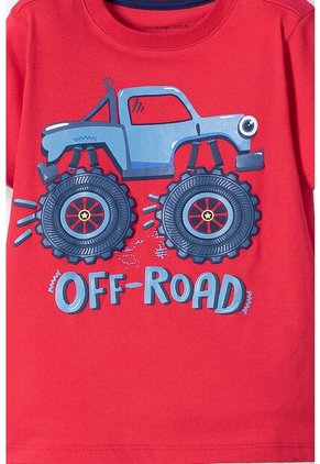 Camiseta LittleMic Roja Estampada En Frente Para Niño 2T A 5T 3T