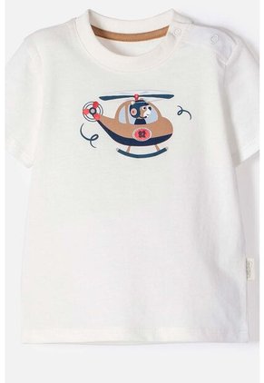 Conjunto LittleMic Marfil Y Café Manga Corta Para Bebé Niño 12-18