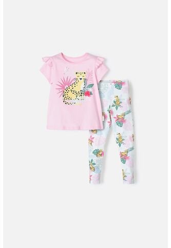 Conjunto De LittleMic Rosado De Camiseta Manga Larga Para Niña 2T A 5T 5T LittleMic
