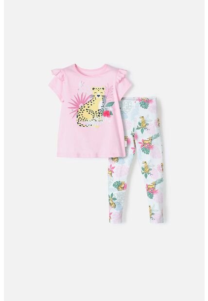 Conjunto De LittleMic Rosado De Camiseta Manga Larga Para Niña 2T A 5T 5T