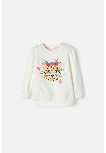 Buzo De LittleMic Marfil De Diseño Cerrado Para Niña 2T A 5T 2T