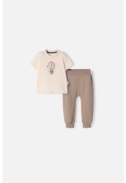 Conjunto LittleMic Café Y Taupe De Pantalón Largo Para Bebé Niño 3-6