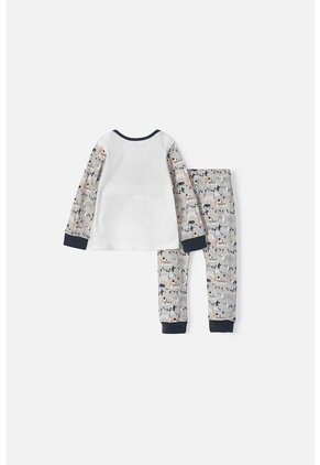 Pijama LittleMic Gris Y Marfil De Manga Larga Para Bebé Niño 3-6