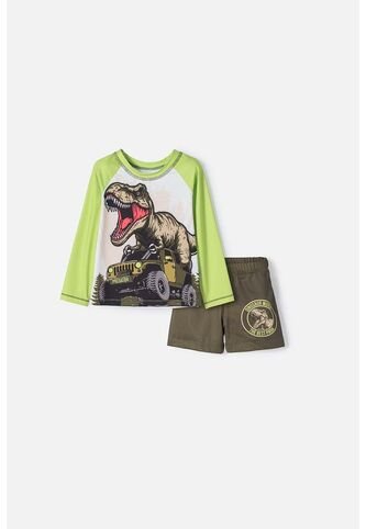 Conjunto De Baño LittleMic Verde De Camiseta Manga Larga Para Niño 2T A 5T 3T LittleMic
