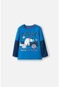 Camiseta LittleMic Azul Manga Larga Para Niño 2T A 5T 3T de LittleMic