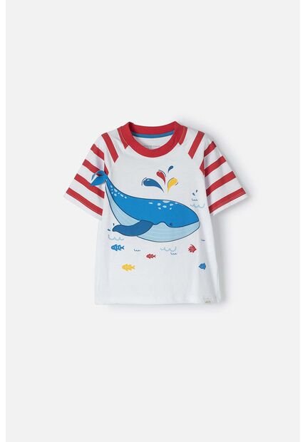 Camiseta Littlemic Blanco Y Rojo Manga Corta Para Niño 2T A 5T 3T