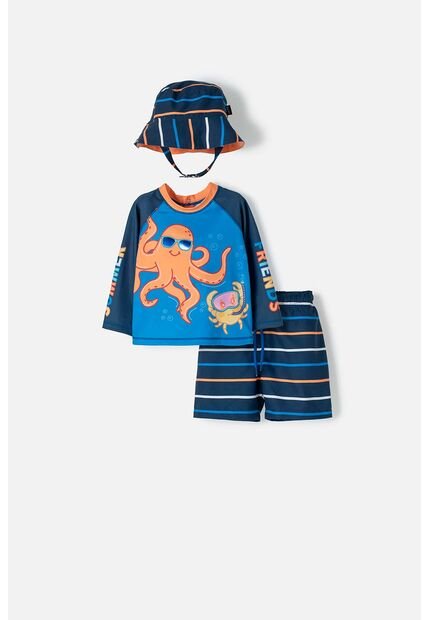 Conjunto De Baño LittleMic Multicolor Con Gorro Para Bebé Niño 3-6