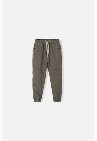 Jogger De LittleMic Con Cordón Verde Militar Para Niño 2T A 5T 5T LittleMic
