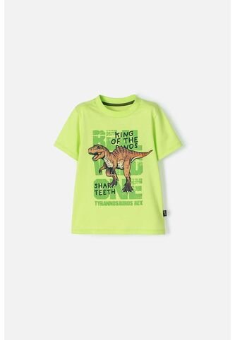 Camiseta De LittleMic Manga Corta Verde Para Niño 2T A 5T 3T LittleMic