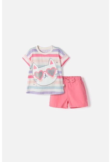 Conjunto De Littlemic Con Short Multicolor Para Niña 2T A 6T 5T