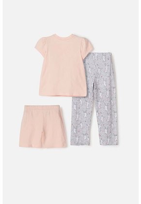 Pijama De Littlemic X3 Piezas Multicolor Para Niña 2T A 5T 4T